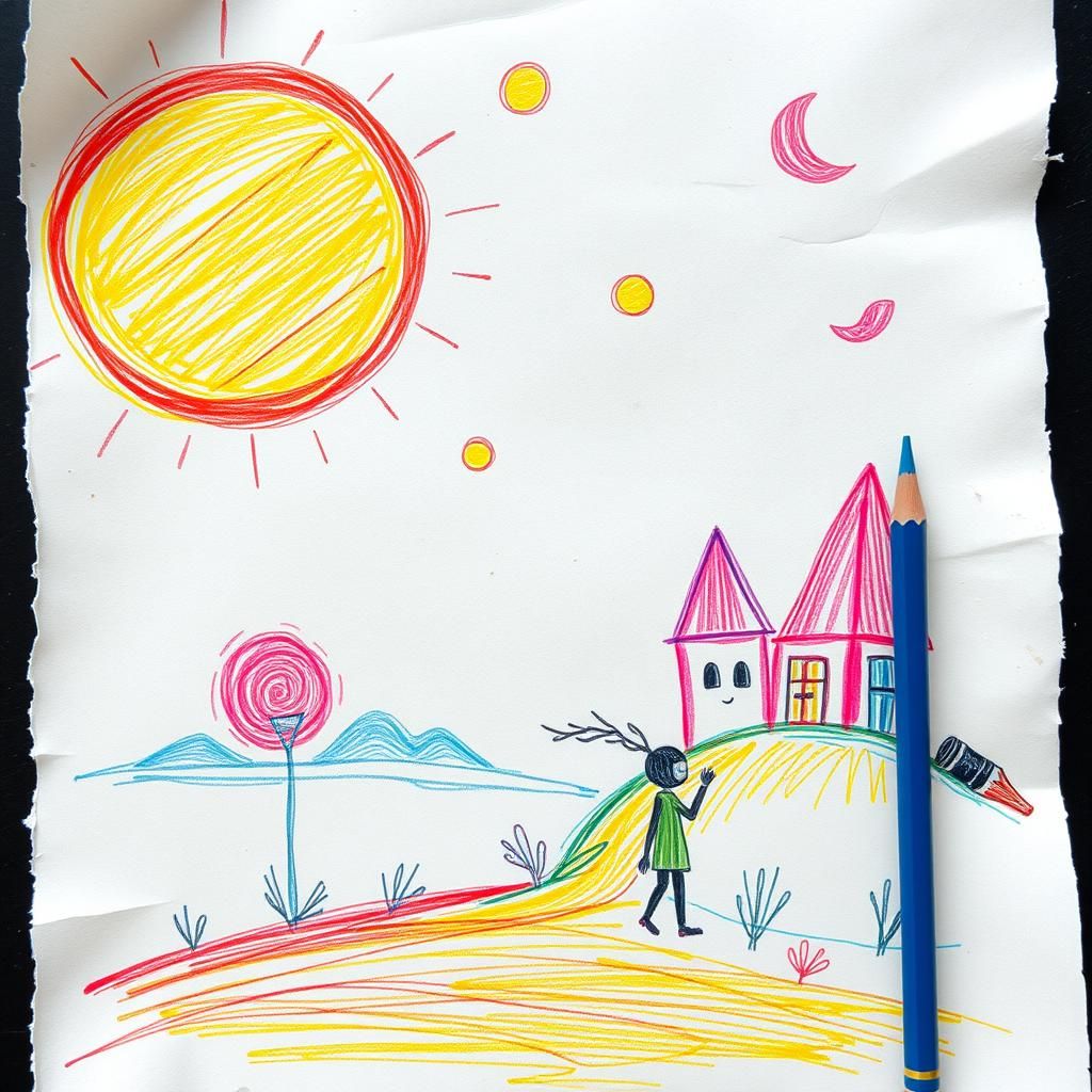 Whimsical Children's Drawing of a Castle