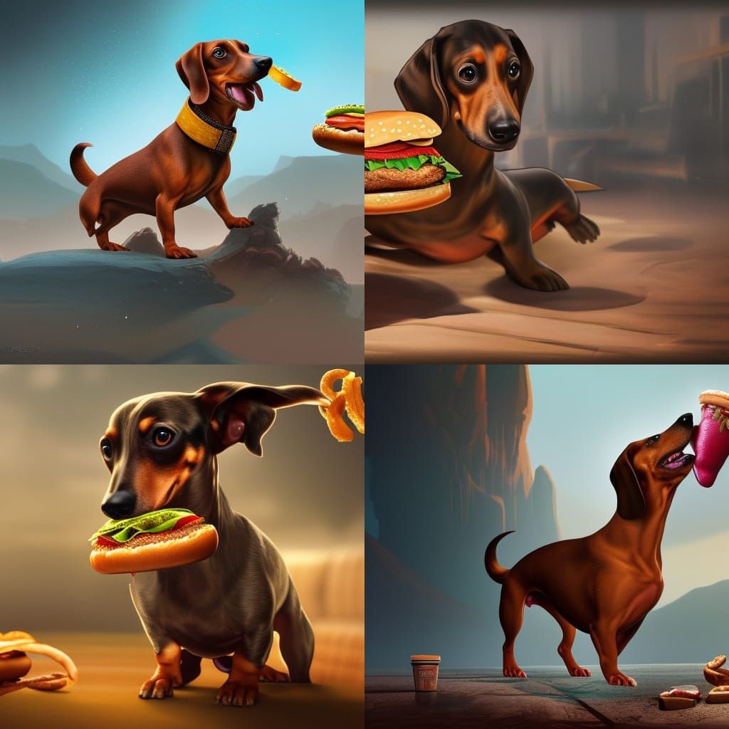Dachshund's Meal: Hamburger Feast in a Boot