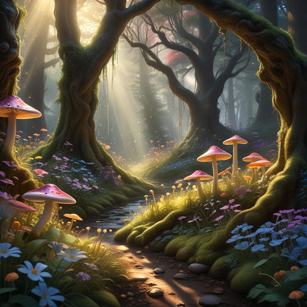 Enchanted Arabian Unicorn in Whimsical Wonderland