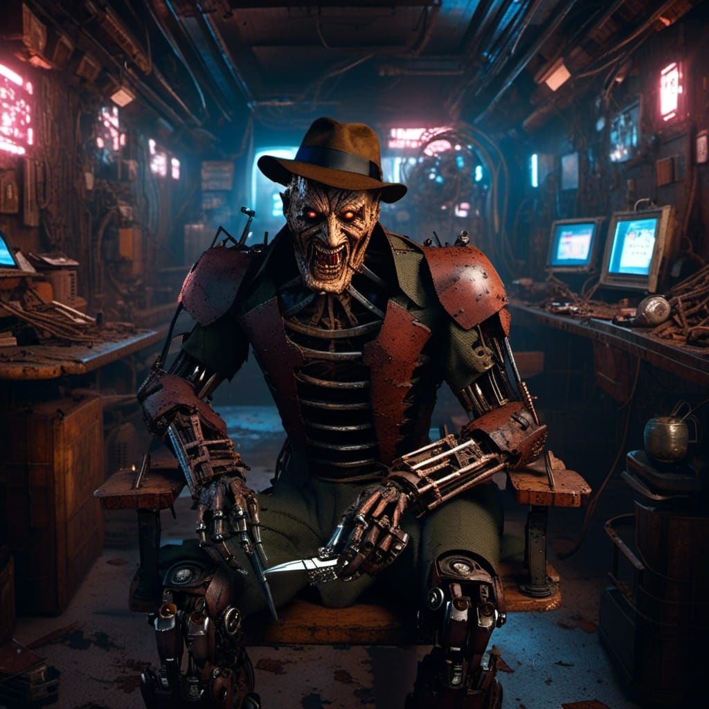 Cyberpunk Freddy Krueger Hacking Dreams