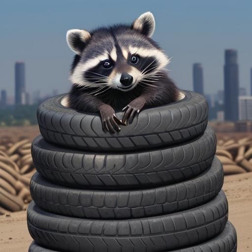 Raccoon King of the Tire Mountain