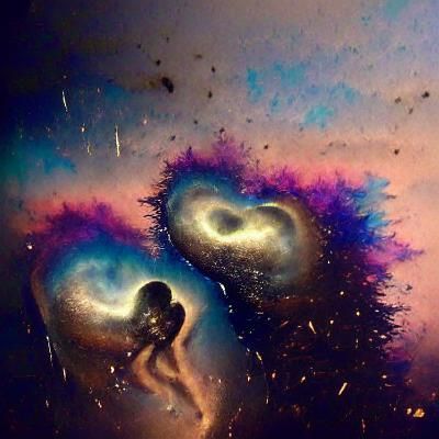 Galactic Dust Souls in Love: A Cosmic Embrace