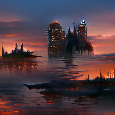 Sinister Sunset Cityscape Reflection