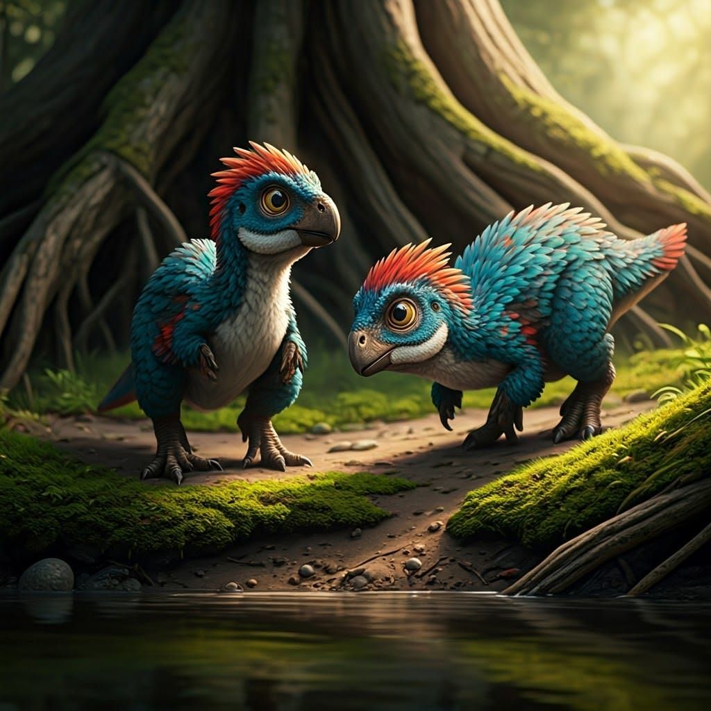 Dinosaurs Play in Enchanted Forest