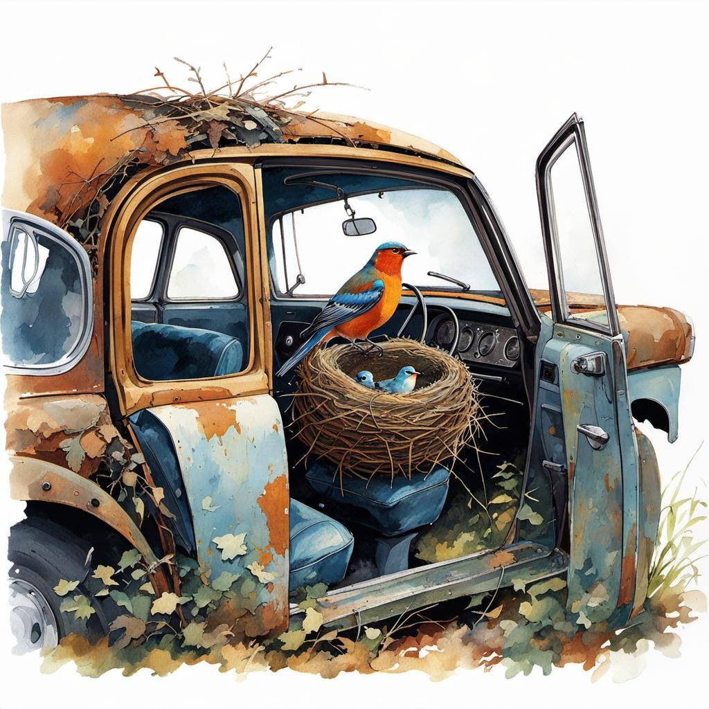 Rusted Car Sanctuary in Intricate Detail