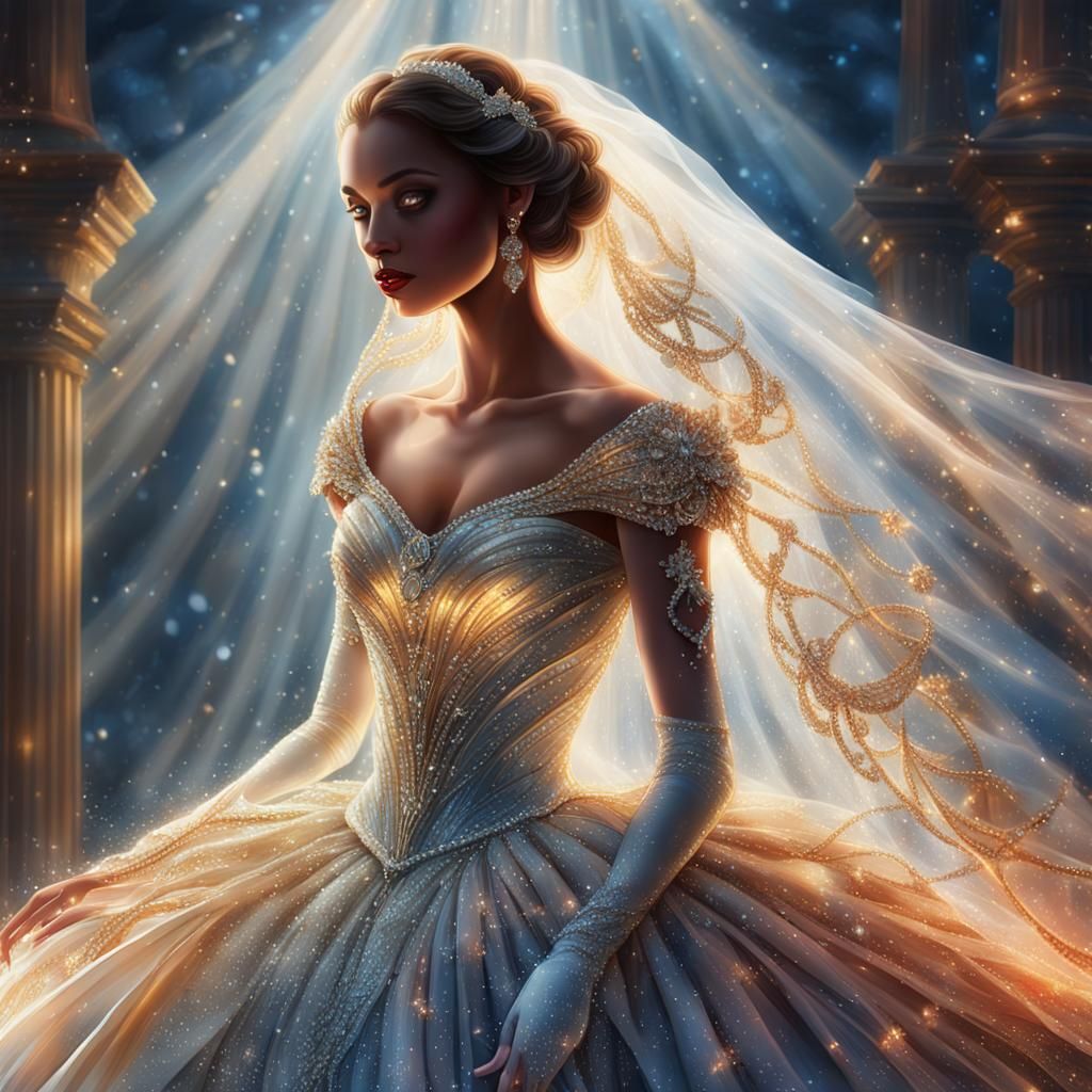 Diamond Wedding Dress in Lavish Digital Art