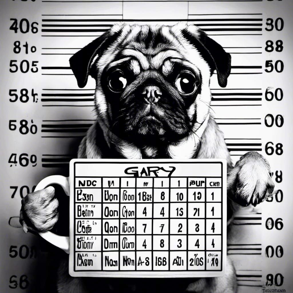 Pug Shot - unpaid barking tickets