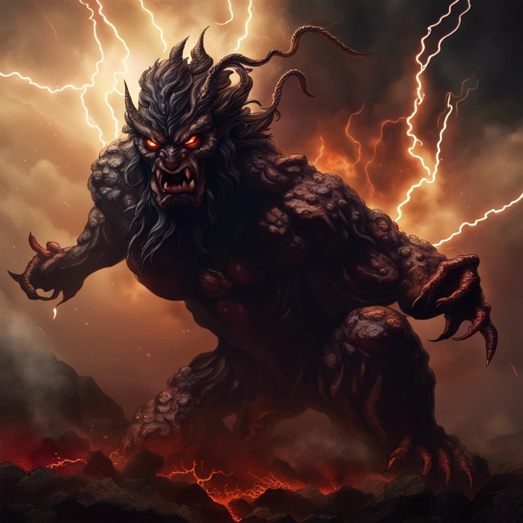 Giant Lava Ifrit Demon in Volcano