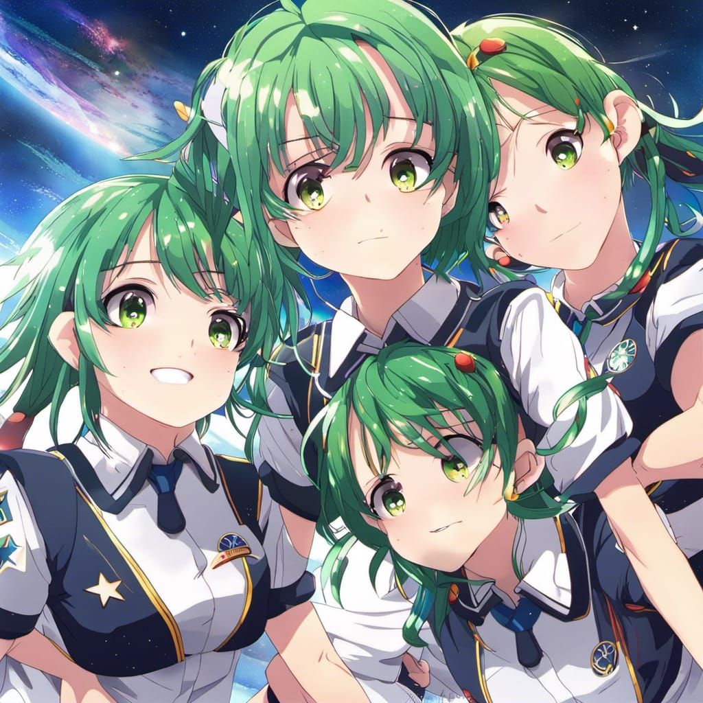 Anime Galaxy Girls Playing Football with Earth