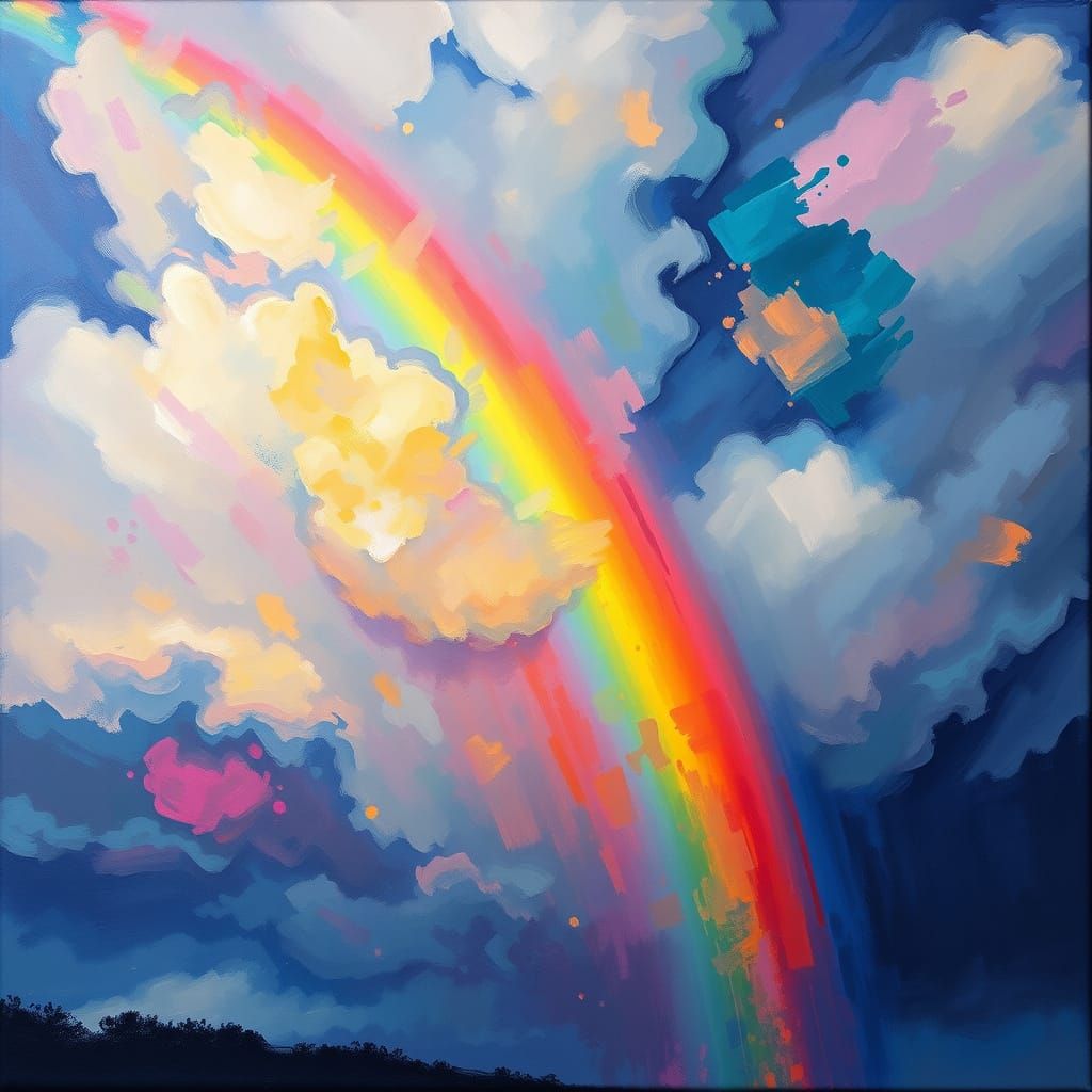 Majestic Rainbow in Dramatic, Stormy Sky