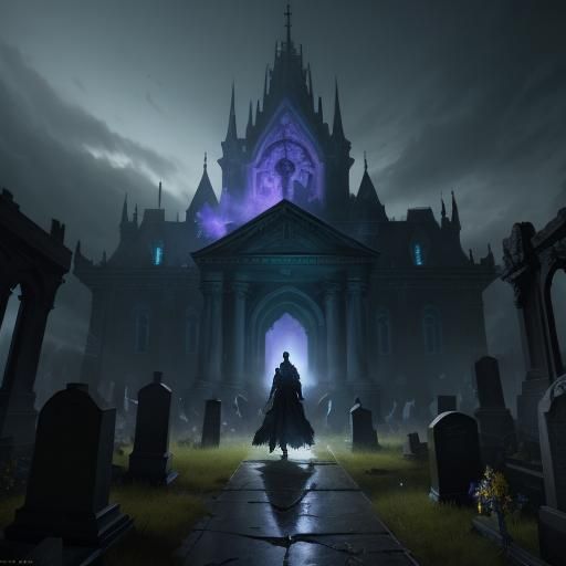 Spectral Anomaly in Haunted Cemetery: Dark Fantasy Art