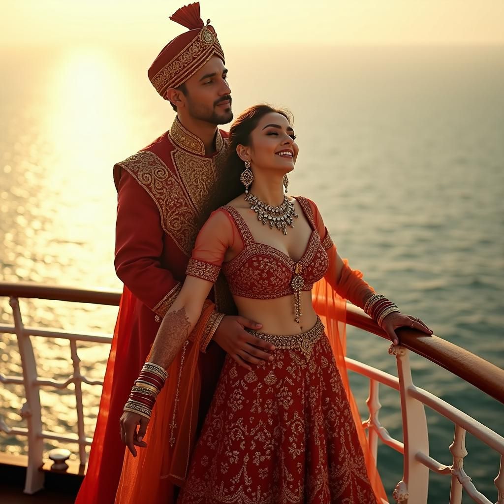 Titanic Scene with Jack and Rose in Indian Attire