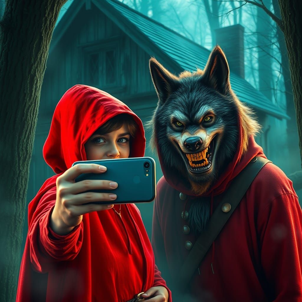 Red Riding Hood Selfie with the Wolf
