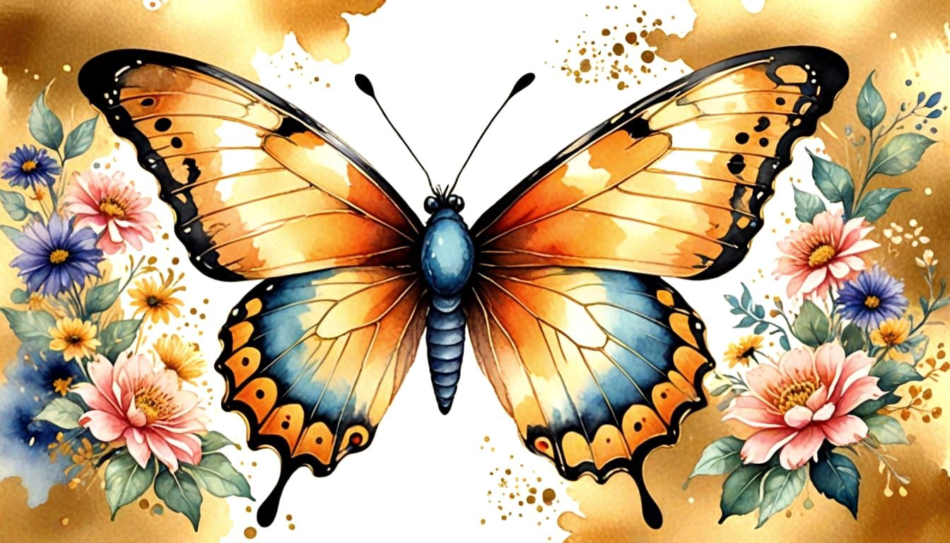 Whimsical Butterfly Kidcore Poster Art in Watercolor