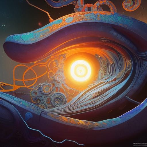 Cosmic Black Hole Horrors in Art Nouveau Style