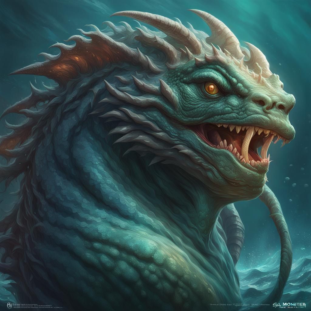 Sea Monster Portrait in Hyperdetailed Digital Art