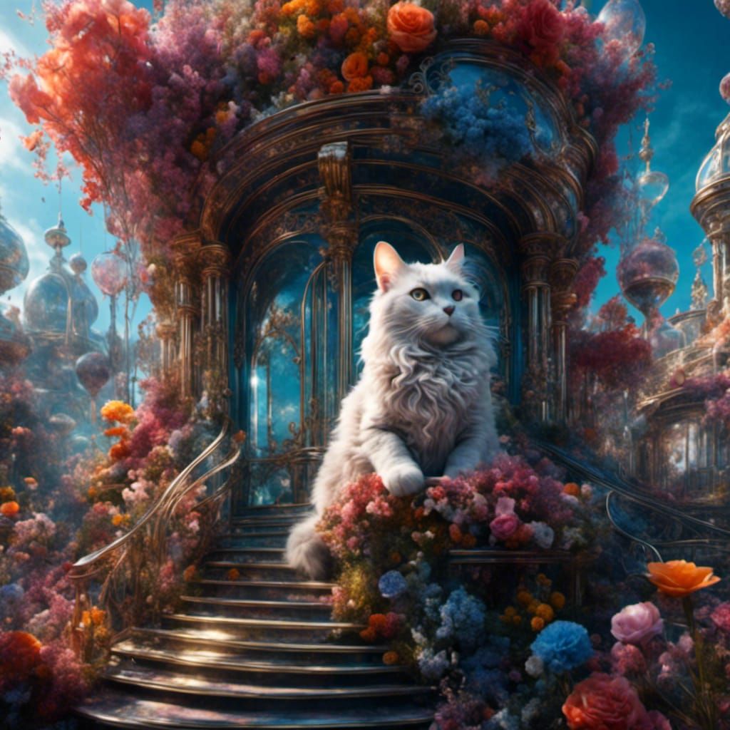 Glass Cat Portrait in Detailed Matte Painting
