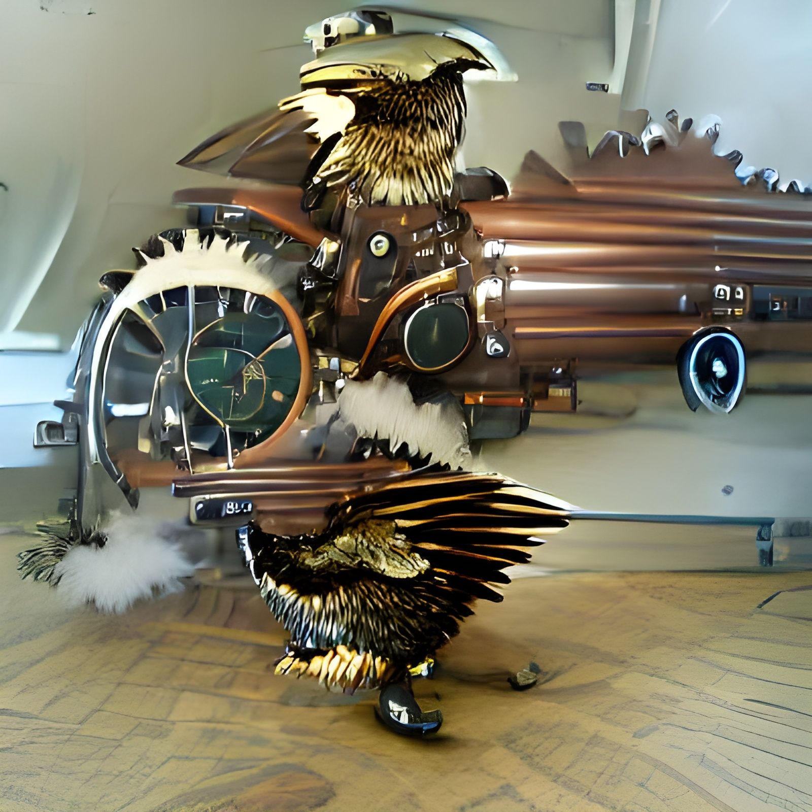 Steampunk Angry Eagle Mechanical Illustration
