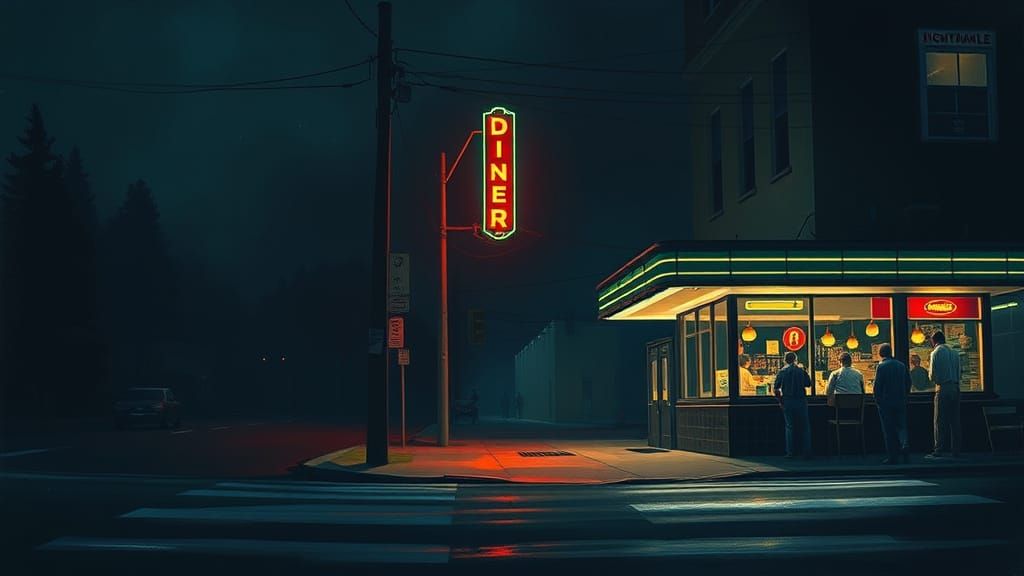Moody Diner Scene Inspired by Edward Hopper