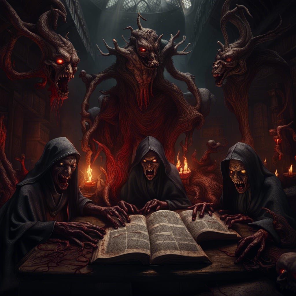 Demons and Zombie Nuns in Hell: Detailed Matte Painting