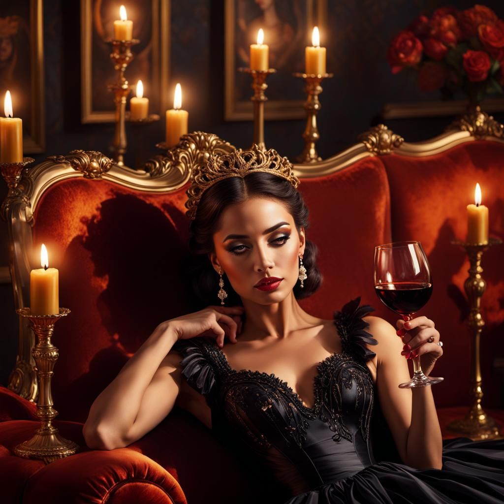 Black Swan Woman Reclining, Hyperrealistic Concept Art