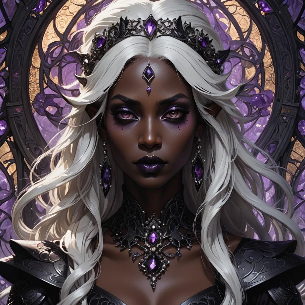 Dark Elf Portrait in Dark Fantasy Style