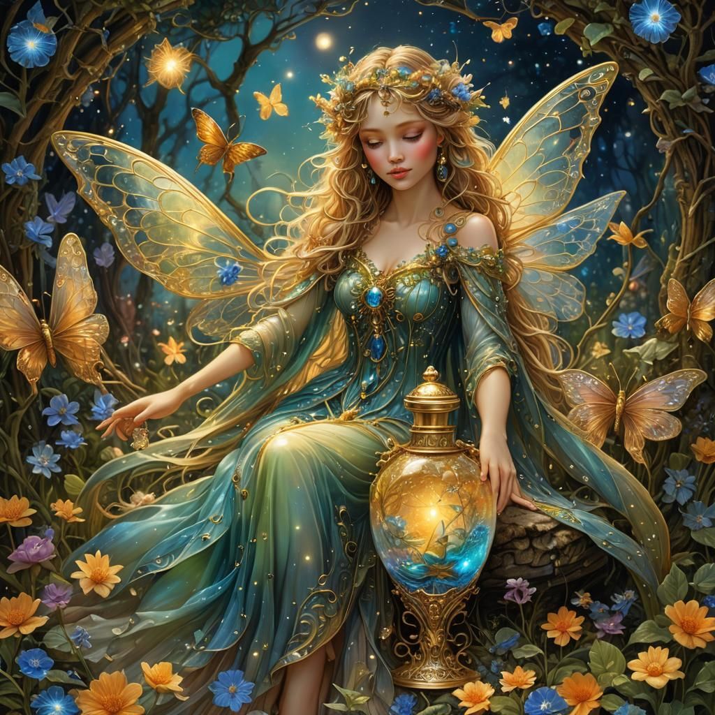 Bioluminescent Fairy Perfume Bottle in Dreamy Fantasy Style