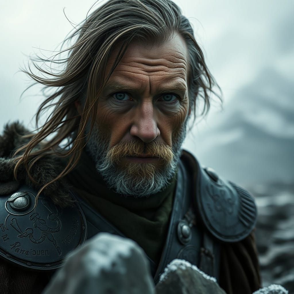 Weathered Nordic Warrior in Muted Tonality