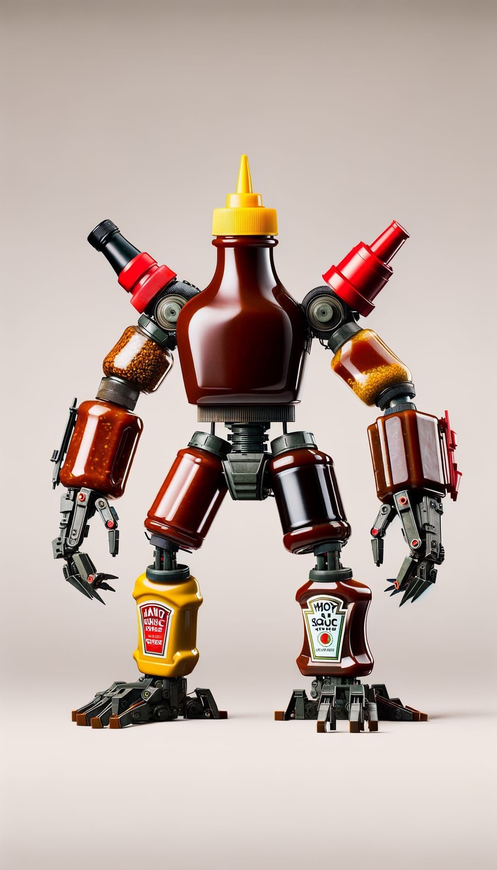 Sauce Bottle Transformer Robot: Culinary Construct