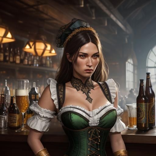 Oktoberfest Bartender in Digital Splash Art Style
