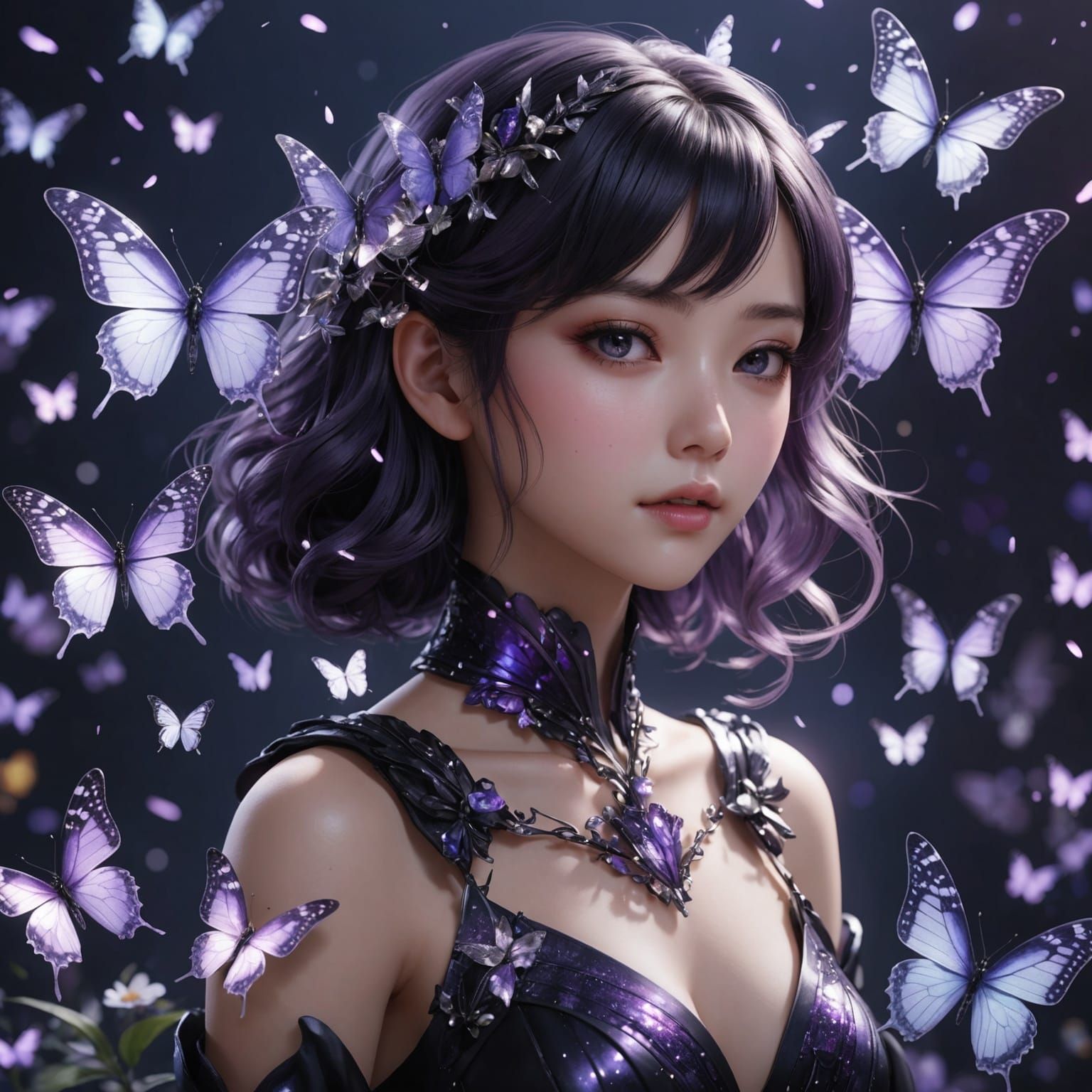 Radiating Butterflies in 3D Anime Style