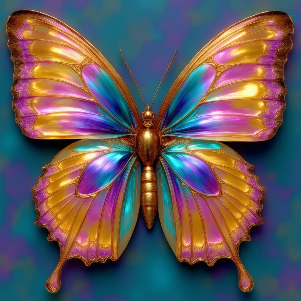 Iridescent Butterfly in Shimmering Light