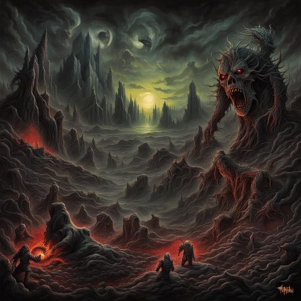 Hellish Thrash Metal Album Art in 80s Style