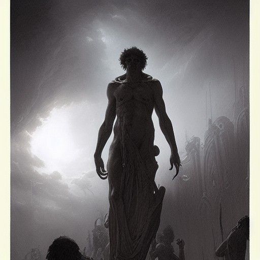 Terrifying Nephilim Creature in Dark Fantasy Style