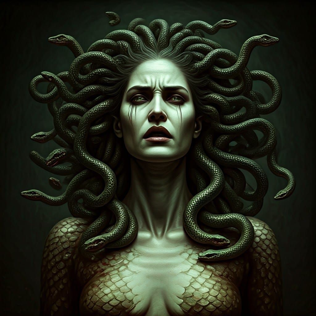 Medusa in Dark Mythological Realism
