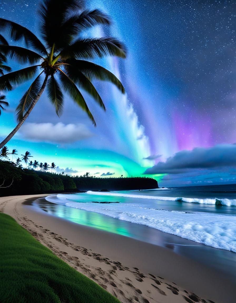 Twinkling Stars over Pacific Ocean Holiday Scene