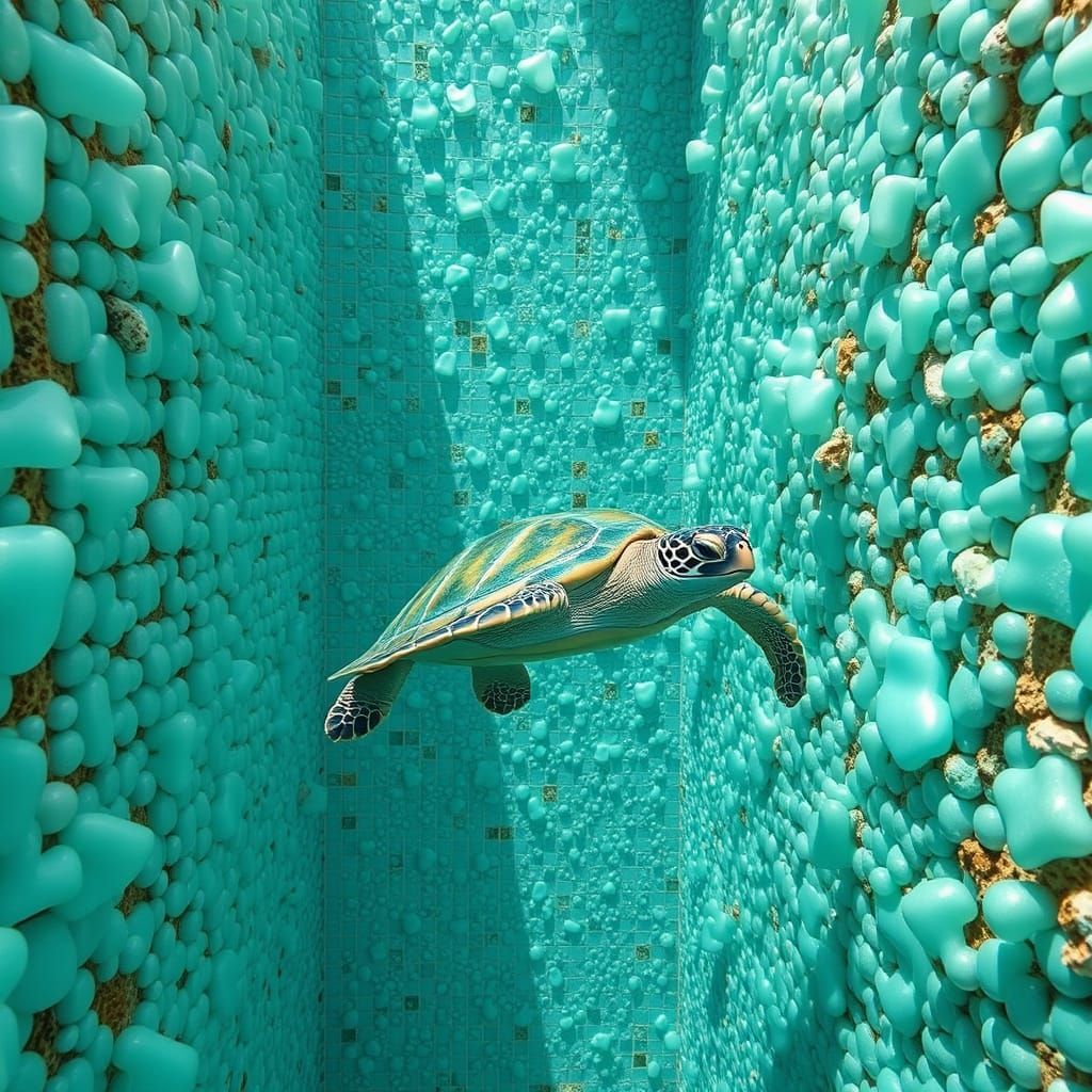 Turquoise Turtle in Atlantis: Underwater Pearl City