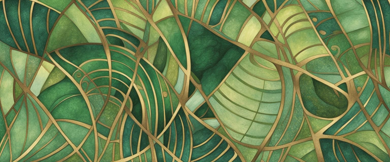 Swirling Green Abstract Art Nouveau Design