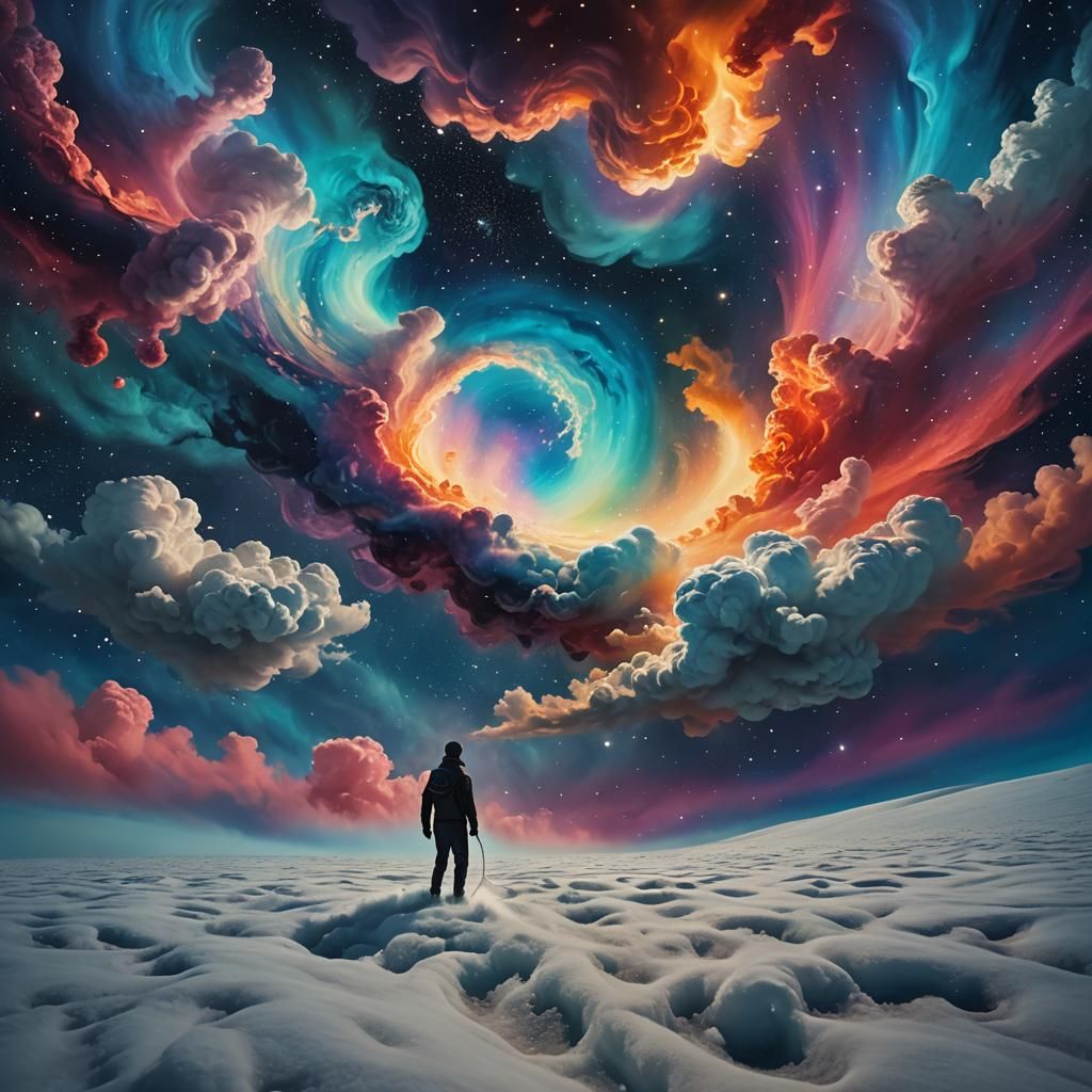 Surreal Space Slip-n-Slide in Dreamlike Rothko-Dali Style