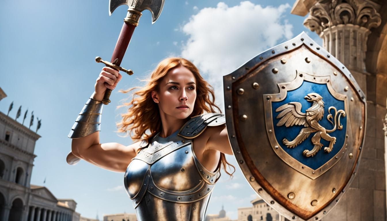 Warrior with axe and shield