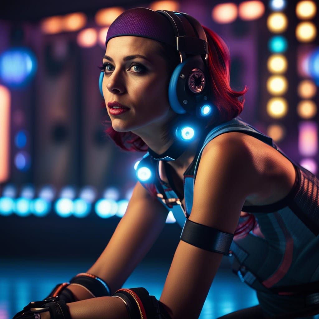 Roller Derby Athlete in Retro Arcade: Digital Painting