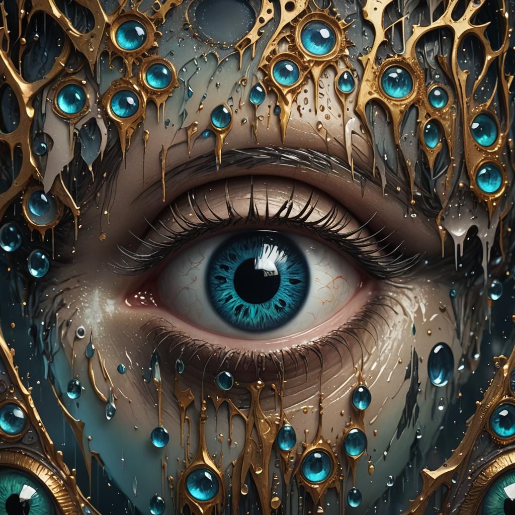 Detailed Eye with Tears: Fantasy Concept Art