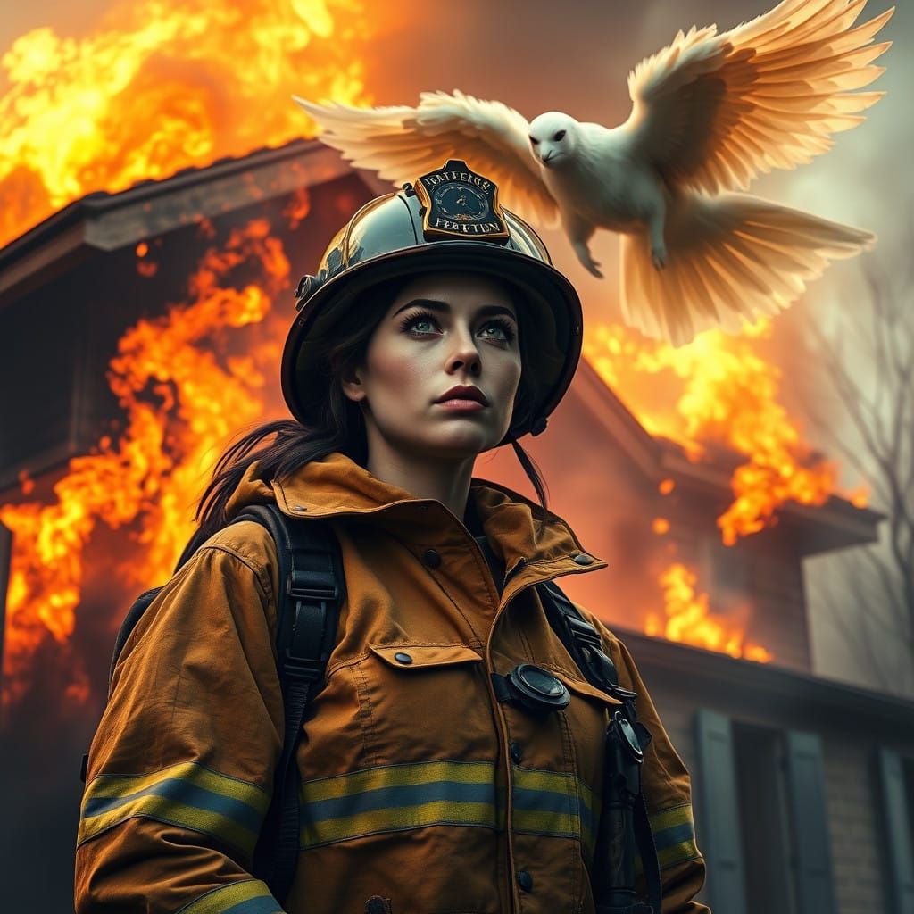 Heroic Female Firefighter Stands Resolute Against Raging Inf...