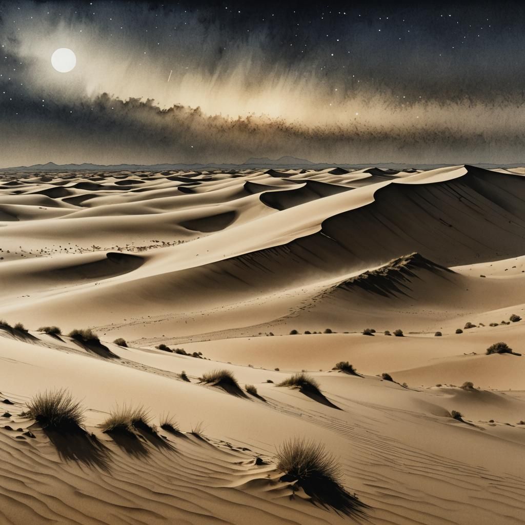 Dramatic Sandstorm Scene with Electrical Phenomena