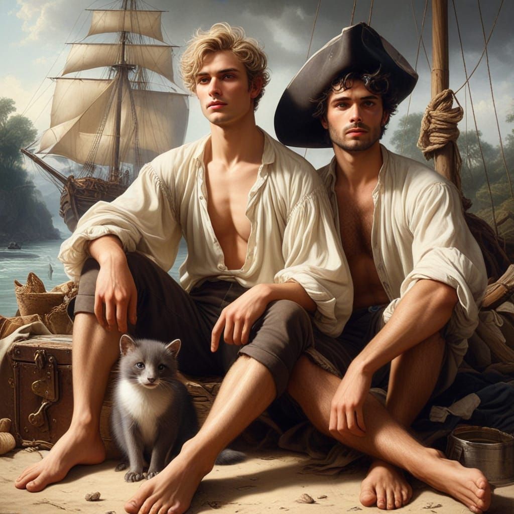 Two Dashing Frenchmen and Their Faithful Companion on a Dese...