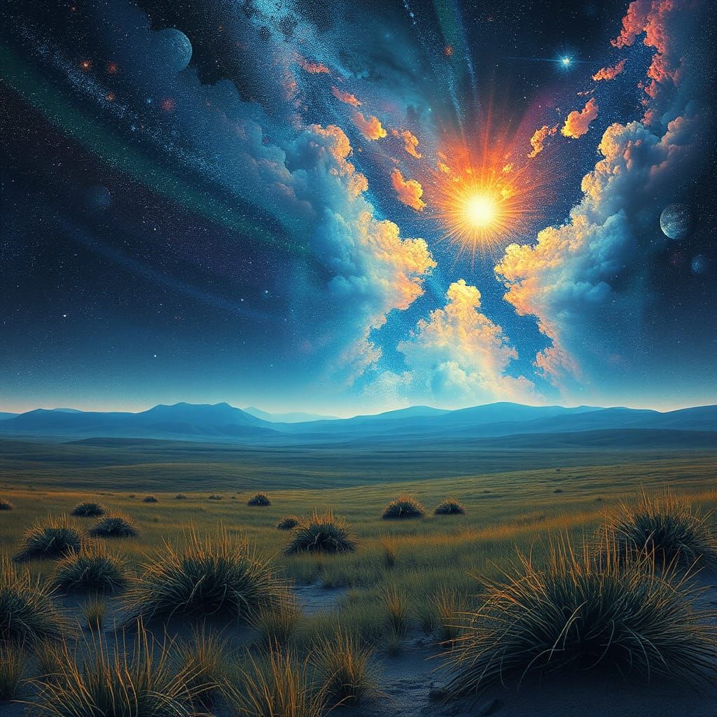 Astral Landscape with Ghosts in Visionary Style