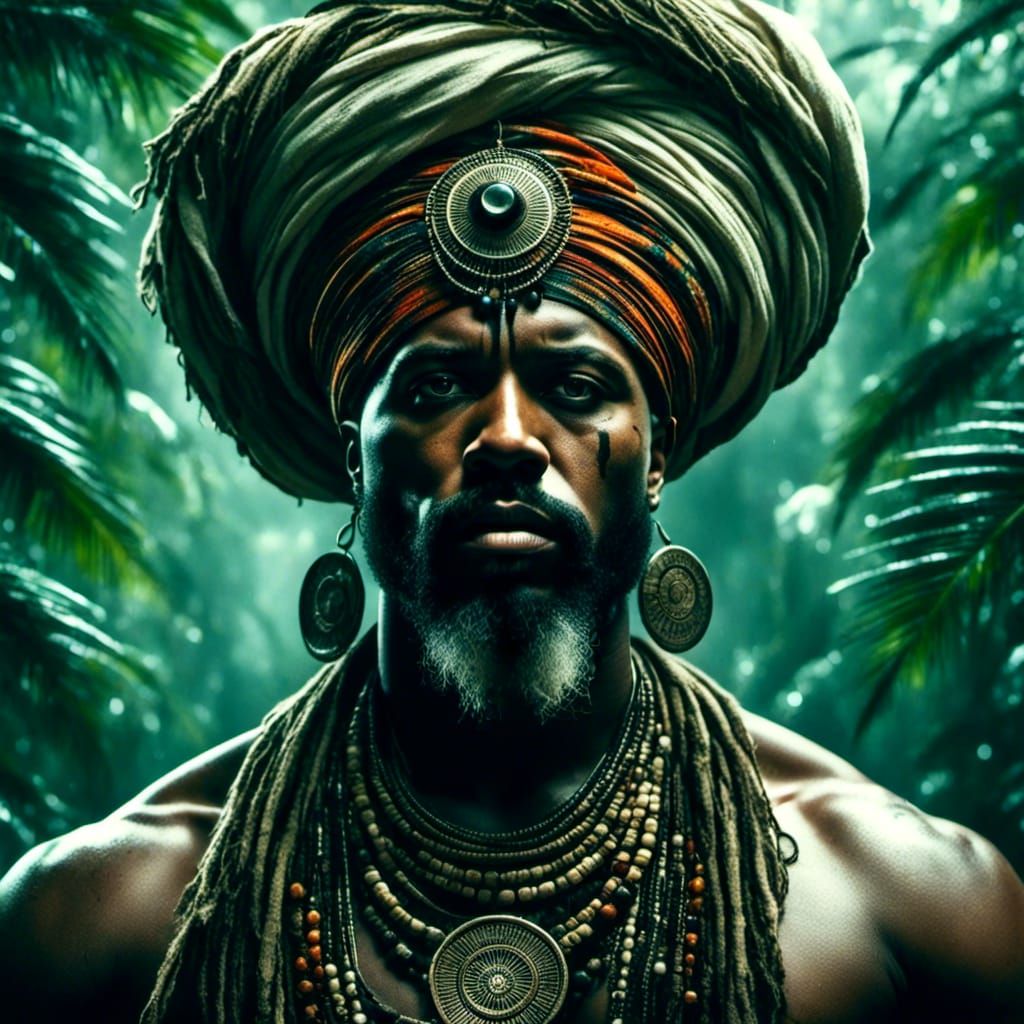 African Shaman in Ivory Coast Jungle Meditation