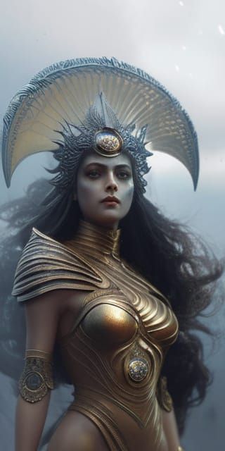 Sapphire War Goddess Statue in Water