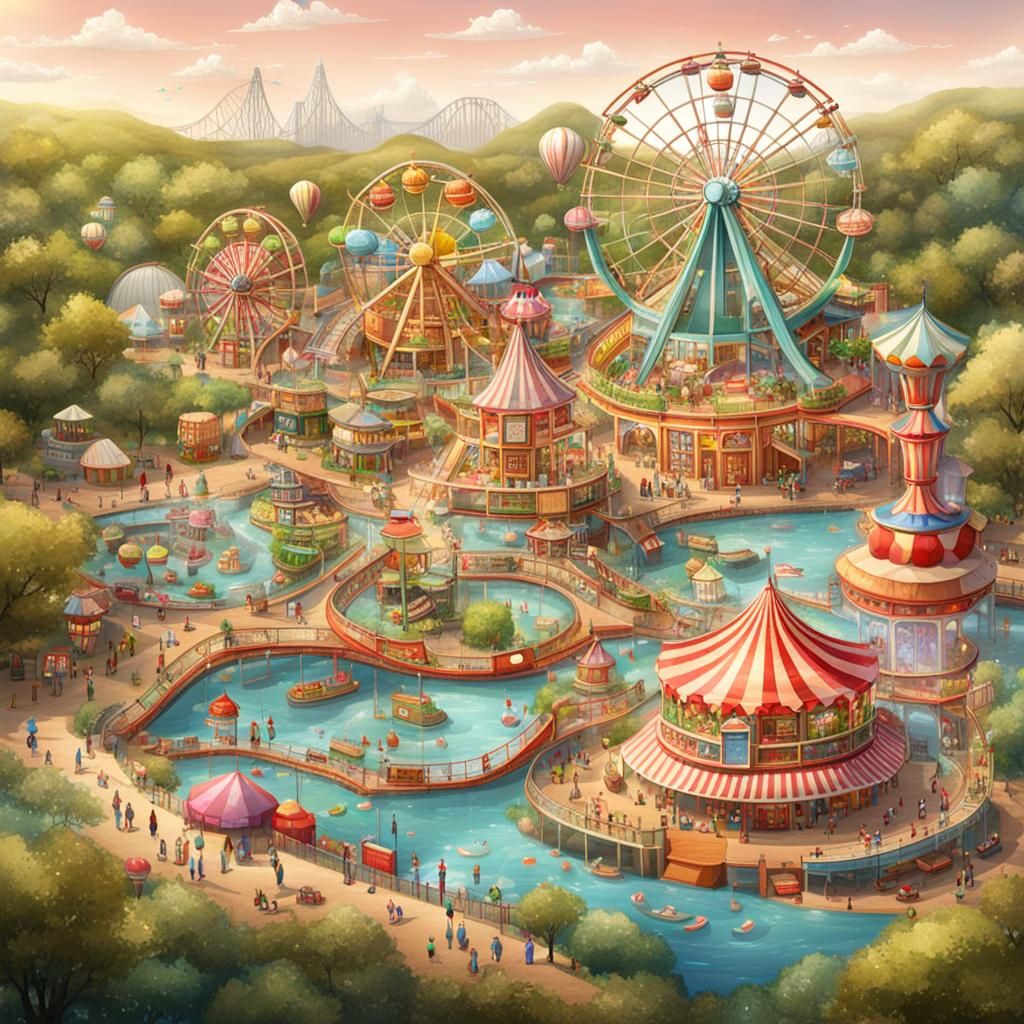 Charming Amusement Park in Storybook Style