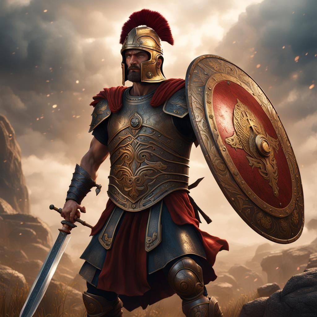 Roman Warrior in Detailed Matte Painting